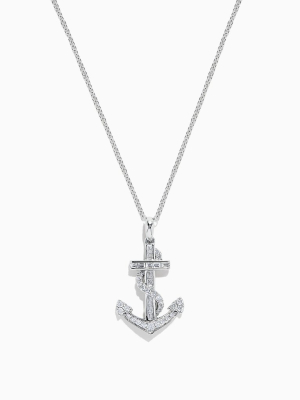 Effy Seaside 14k White Gold Diamond Anchor Pendant, 0.26 Tcw