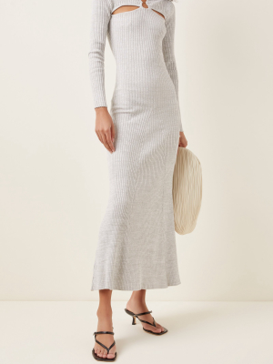 Halle Cutout Ribbed-knit Cotton Midi Dress