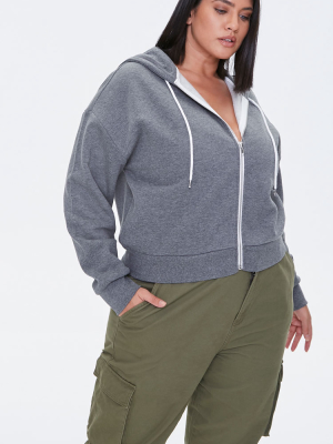 Plus Size Fleece Zip-up Hoodie