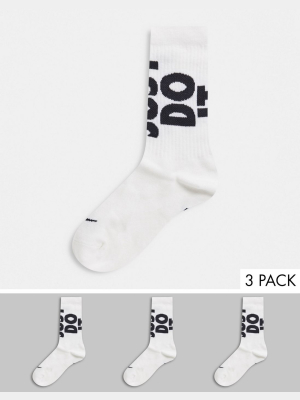 Nike Jdi Everyday Essential 3 Pack Crew Socks In White