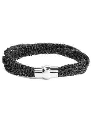 Elya Blacktone Stainless Steel Twisted Mesh Bracelet