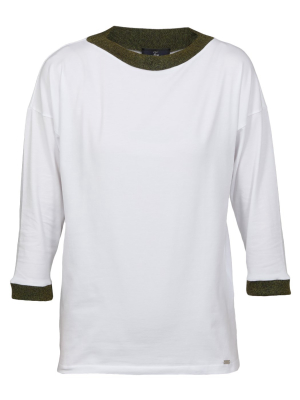 Fay Contrast Trim Long Sleeve T-shirt