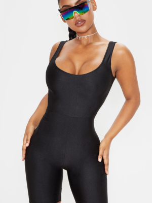 Black Scoop Neck Unitard