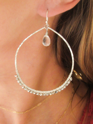 Multi Gemstone Hoop Earrings - Silver Pyrite And Crystal Quartz