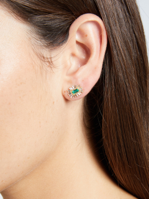 Emerald Flower Earring