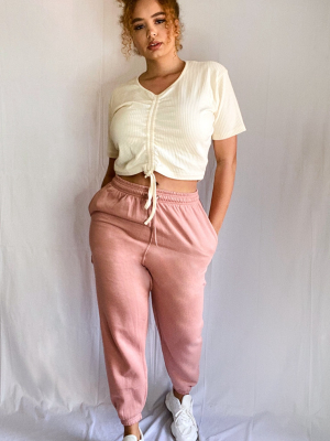 Plus Pink Toggle Waist Cuff Hem Jogger