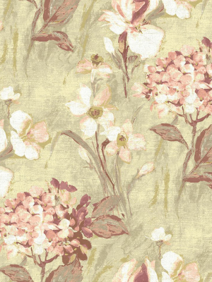 Windblown Florals Wallpaper In Coral Rays From The Nouveau Collection By Wallquest