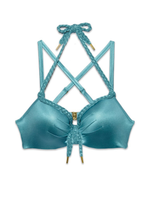 Holi Glamour Wired Padded Big Bust Bikini Top - Aqua Blue