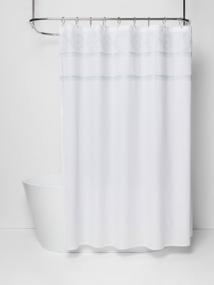Medallion Sheer Embroidery Shower Curtain White/aqua - Threshold™