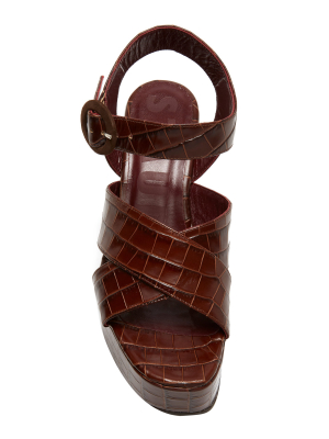 Jane Croc-effect Leather Platform Sandals