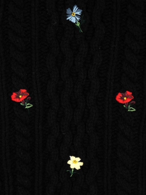 Redvalentino Floral Embroidered Cable-knitted Jumper