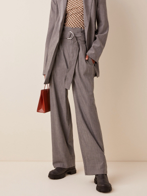 Melange High-rise Crepe Suiting Pants