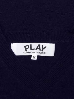 Comme Des Garcons Play Gold Heart Sweater - Navy