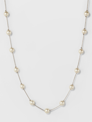 Short Faux Pearl Chain Necklace - A New Day™ Silver