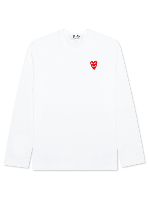 Comme Des Garcons Play Stacked Heart L/s T-shirt - White