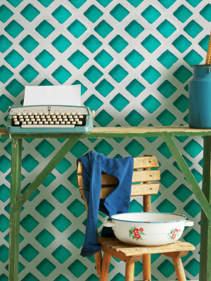 Concrete Patch Turquoise Wallpaper