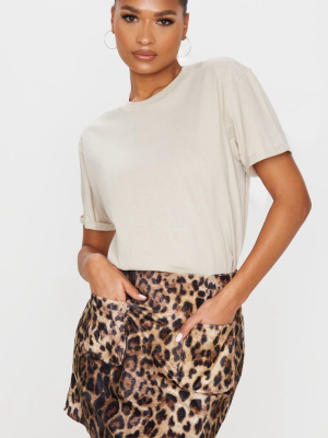 Julissa Camel Leopard Print Textured A-line...