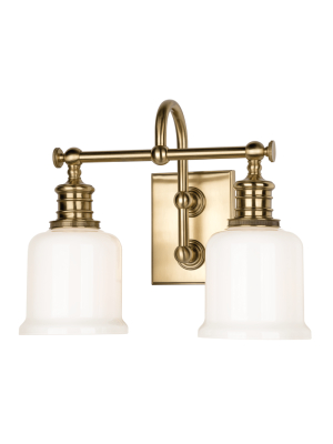 Hudson Valley Lighting Keswick 2-bulb Vanity Lamp - Aged Brass & Opal Glossy