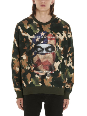 Ih Nom Uh Nit Graphic Logo Print Camouflage Crewneck Jumper