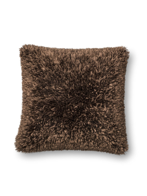 Brown Ribbon Shag Pillow