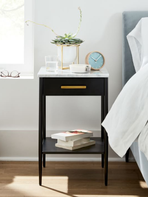 Metalwork Nightstand With Marble Top - Hot-rolled Steel Finish