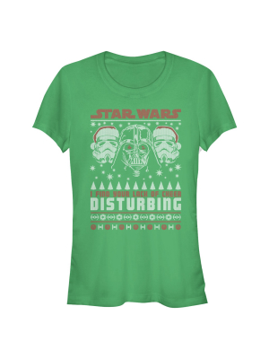 Junior's Star Wars Ugly Christmas Lack Of Cheer Disturbing T-shirt