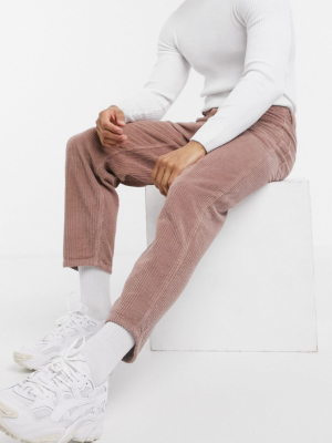 Asos Design Relaxed Tapered Corduroy Jeans In Dusty Lilac
