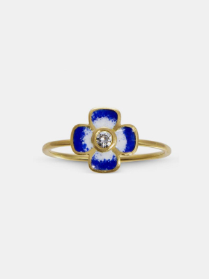 Blue Enamel And Diamond Ring