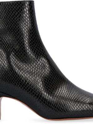 By Far Lange Embossed Square-toe Ankle Boots