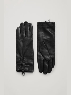 Ruched Leather Gloves