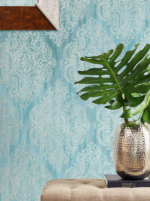 Jackman Damask Wallpaper In Greens By Carl Robinson For Seabrook Wallcoverings