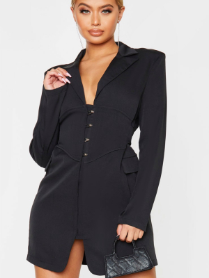 Black Pin Detail Corset Blazer Dress