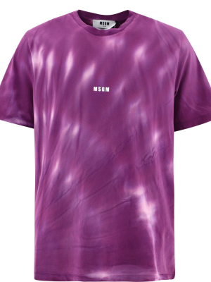 Msgm Logo Printed Tie-dye T-shirt