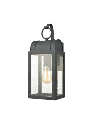 Heritage Hills 1-light 17 X 7 X 7 Outdoor Sconce In Aged Zinc With Seedy Glass Enclosure