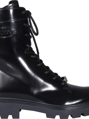 Tod's Logo Embossed Combat Boots