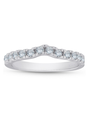 Pompeii3 1/3ct Curved Diamond Wedding Guard Ring 14k White Gold