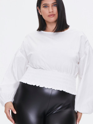 Plus Size Balloon-sleeve Top