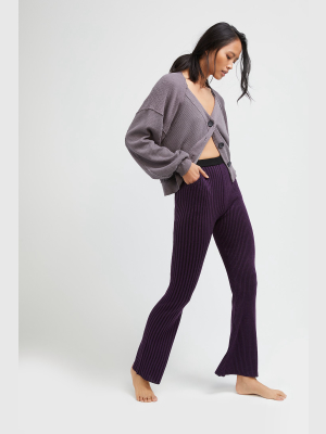 Mixed Plated Knit Flare Pants