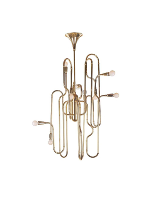 Modern Trombone Chandelier - Gold