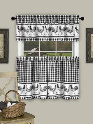 Goodgram Plaid Rooster Kitchen Curtain Tier & Valance Set