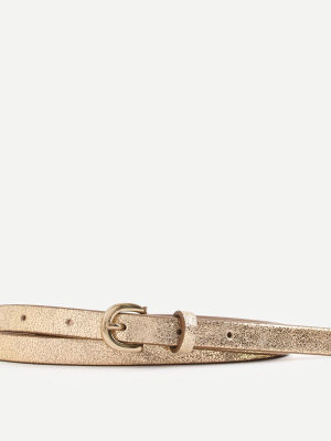 Skinny Metallic Italian Leather Belt