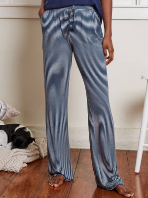 Women's Long Length Striped Beautifully Soft Pajama Pants - Stars Above™ Navy