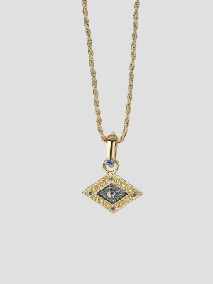 Rhombus Pendant With Turquoise Detail In Gold