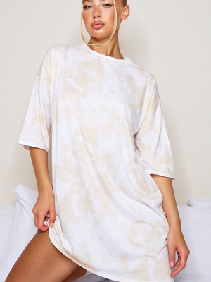 Sand Tie Dye Oversized Boyfriend T Shirt Dress