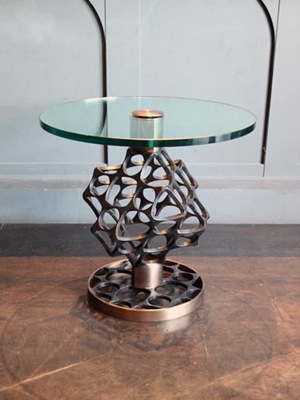 Beehive Wrought Iron And Brass Table