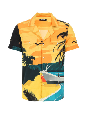 Balmain Beach Print Short-sleeve Shirt