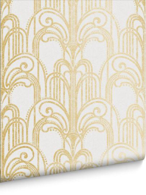 Art Deco Wallpaper In Gold And Pearl From The Exclusives Collection By Graham & Brown