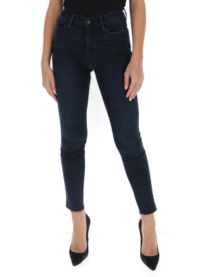 Frame Le High Frayed Skinny Jeans