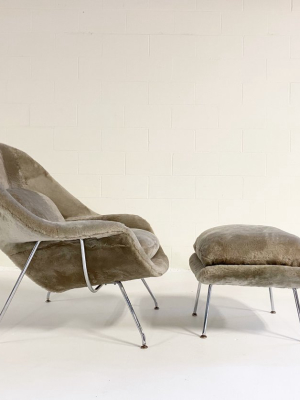 Bespoke Womb Chair And Ottoman In Shearling