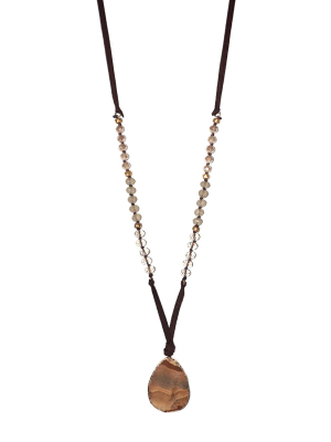 Suede Stone Pendant Necklace